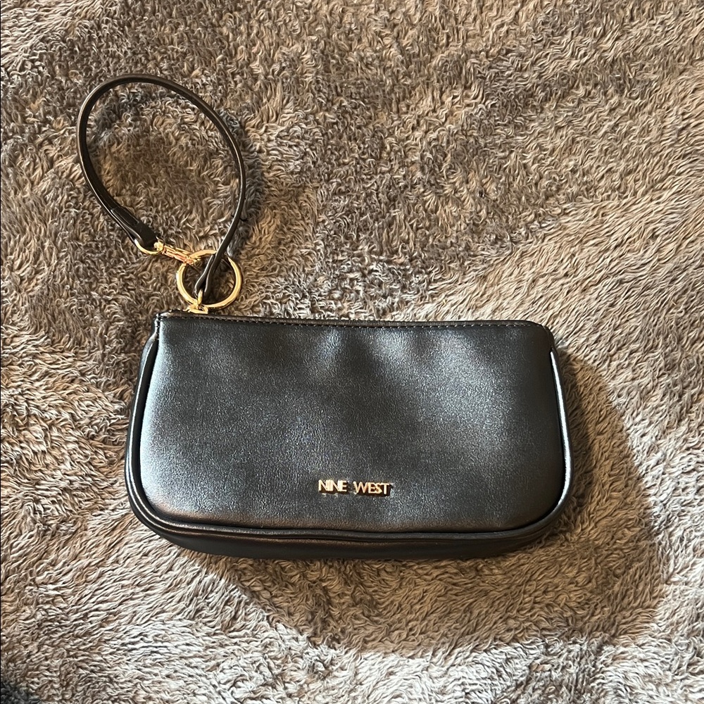 Nine West Black Wristlet with Gold Accents